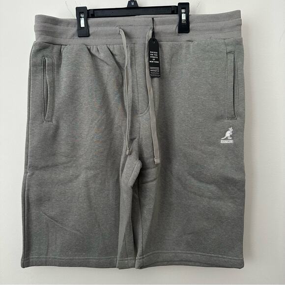 Kangol Men's Athletic Plush Fleece Shorts Grey with White Logo Medium - Picture 2 of 7